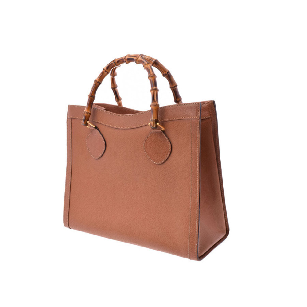 Gucci Tan 2way Tan Brown Top Handbag Handle Camel Leather Bamboo